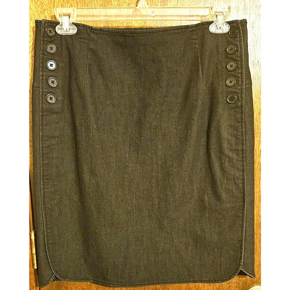 Vintage Lifestyle Attitude Dark Wash Denim Button Front Skirt Size 14
